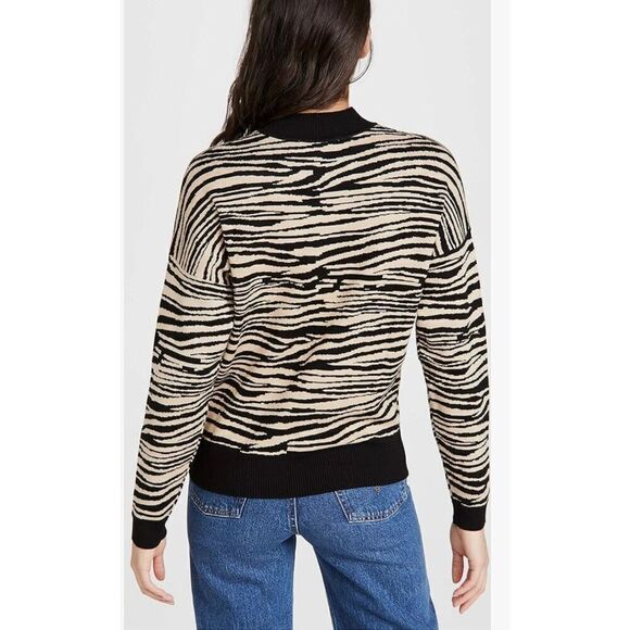 Wayf Women’s M Vincent Intarsia Pullover Sweater in Beige Zebra Print - Picture 4 of 12